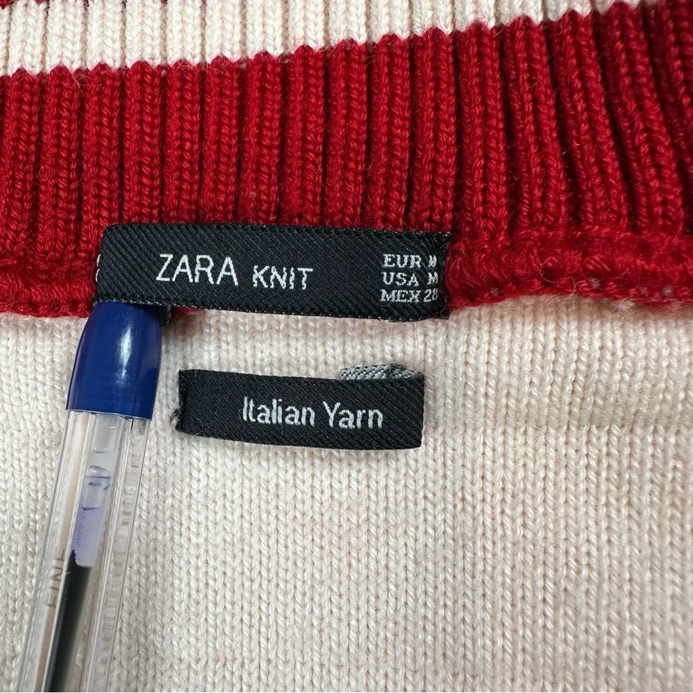 Women’s Zara Knit Nordic Full Zip Italian Yarn Vintage Wool Sweater Size‎ Medium